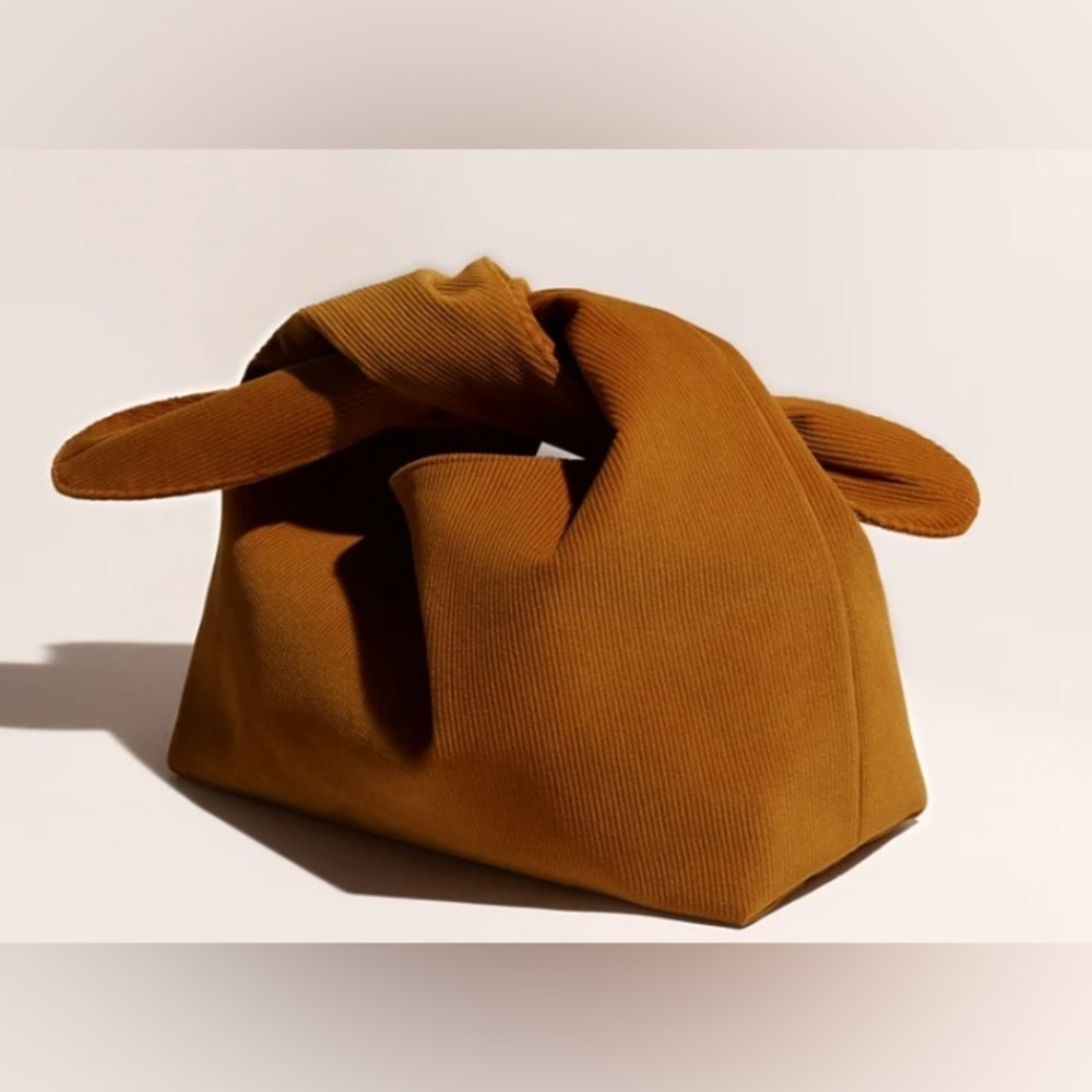 SET OF 2 Merit Beauty The Signature Cosmetic Makeup Bag Corduroy Tie Pouch Brown